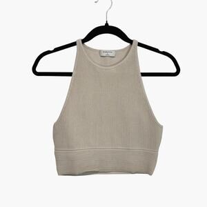 Babaton Aritzia Ribbed Crop Tank Neutral Timeless Basic Closet Staple M